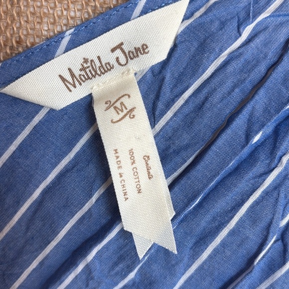 Matilda Jane Sandy Sea Shell swim suit cover-up blue w white stripe vneck pocket - Picture 13 of 15